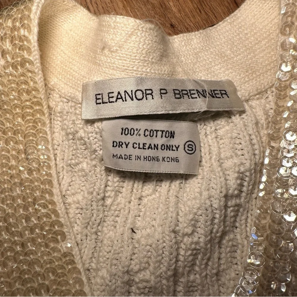 Eleanor P Brenner Vintage Gold Trim White Sweater Size Small - Picture 8 of 10